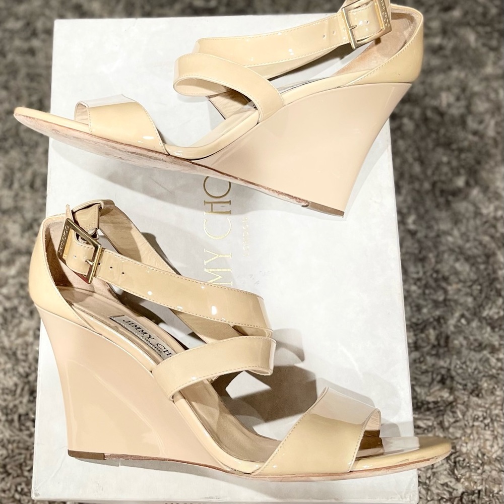 Jimmy Choo Nude Wedge Heels